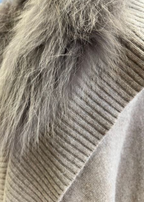 Shawl, Fox Fur Trimmed Cashmere Blend - Linda Richards - Style KN103
