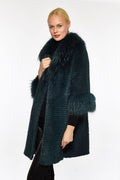 Linda Richards Genuine Mink Fur Shawl with Fox Fur Collar