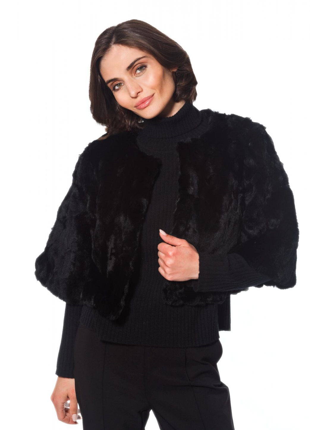 Cropped Rabbit Fur Jacket -Linda Richards - Style RS550