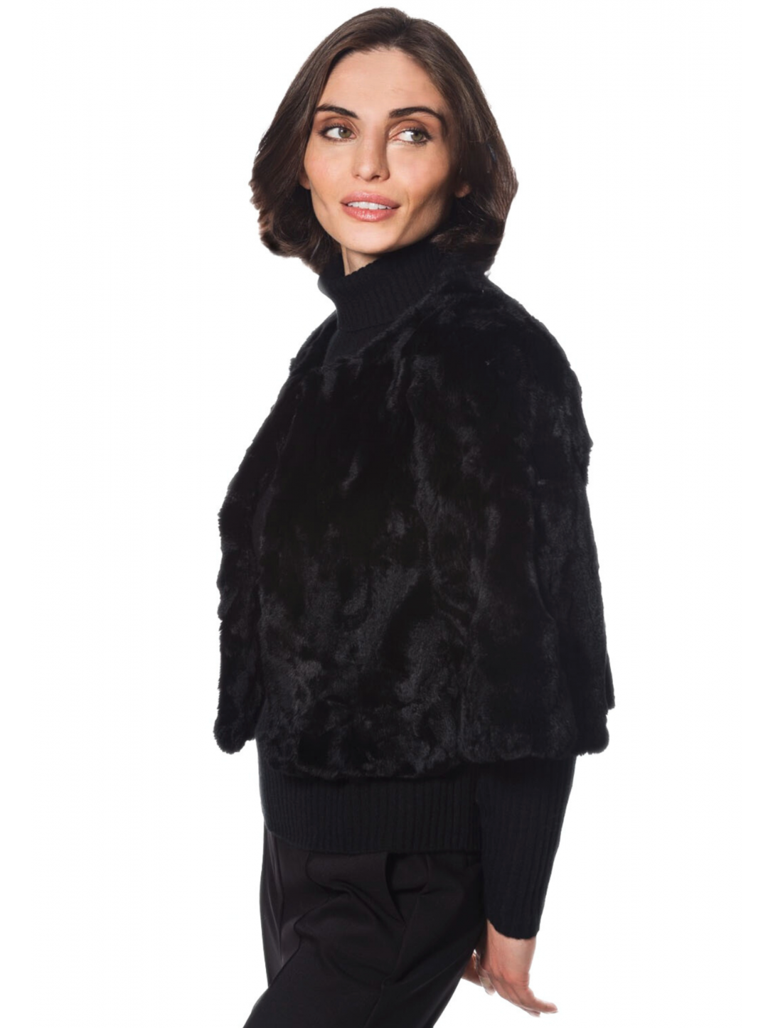 Cropped Rabbit Fur Jacket -Linda Richards - Style RS550