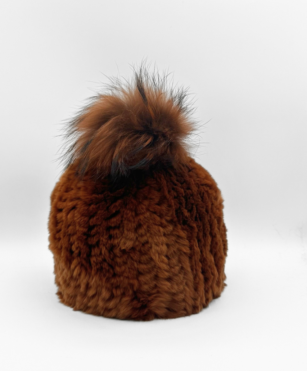 Hat, Genuine Rex Rabbit with Genuine Fox Fur Pom - Linda Richards - Style HA57
