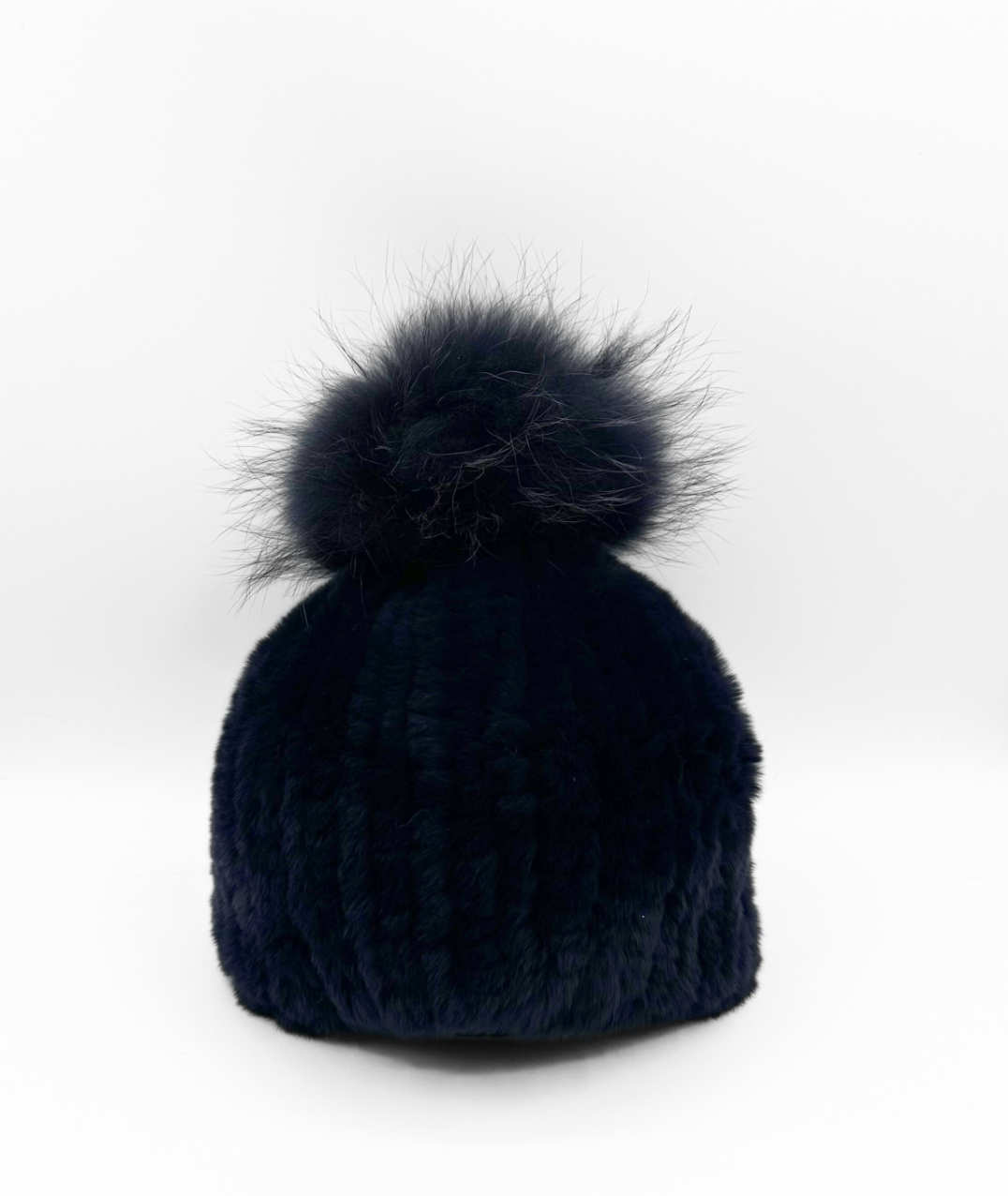 Hat, Genuine Rex Rabbit with Genuine Fox Fur Pom - Linda Richards - Style HA57
