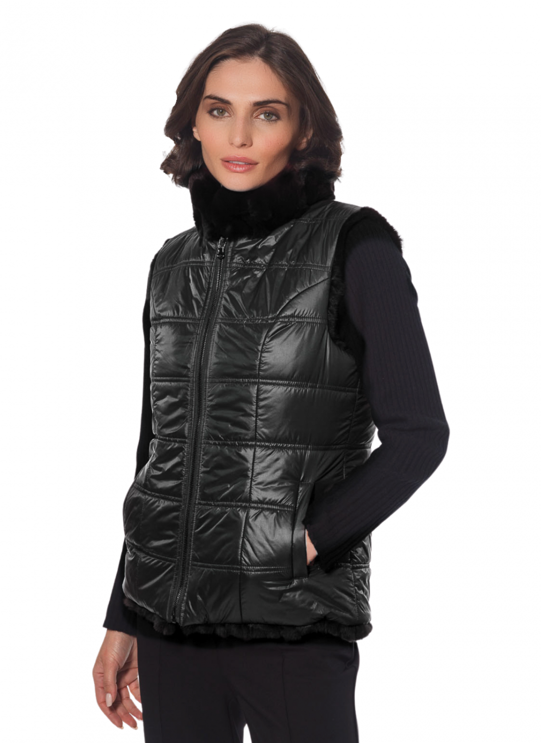 Genuine Fur Vest from Linda Richards Black / 2X-Large Genuine Fur Vest from Linda Richards Black / 2X-Large