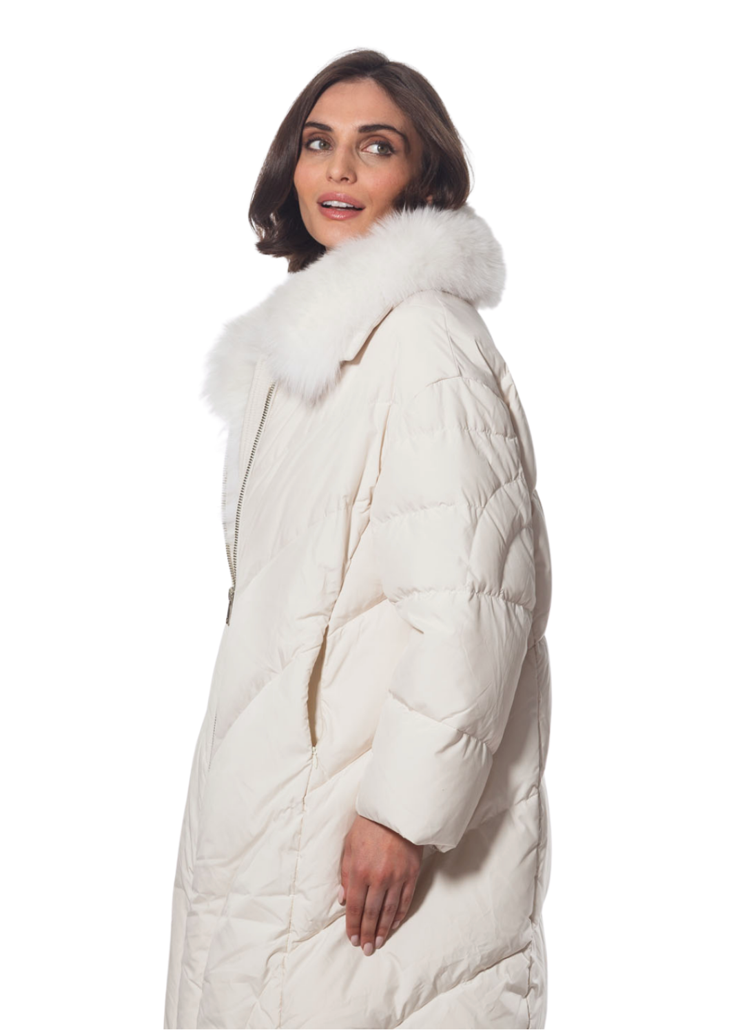 Coat, Goose Down with Genuine Fox Fur - Linda Richards - Style FX203