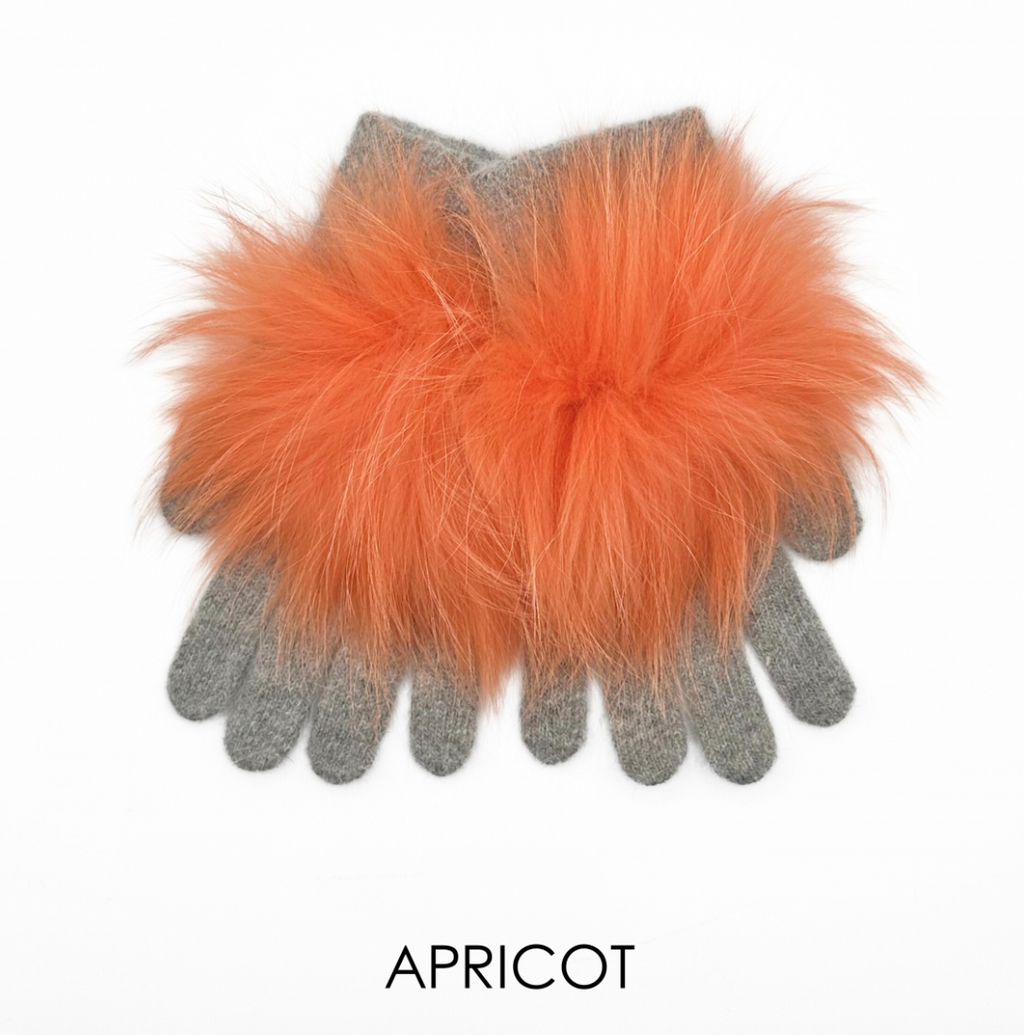 Linda Richards Angora Wool Gloves with Fur Pom