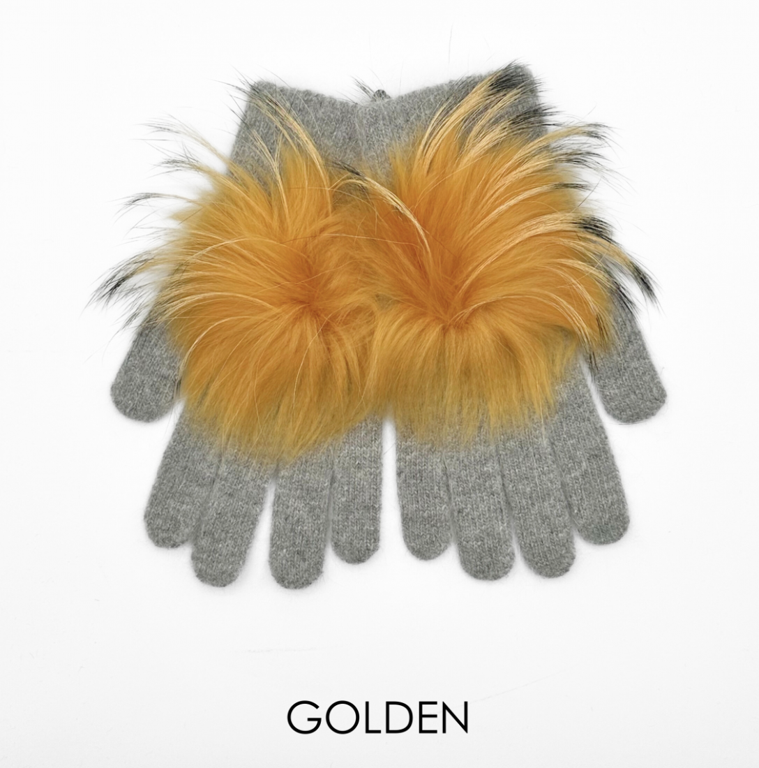 Linda Richards Angora Wool Gloves with Fur Pom