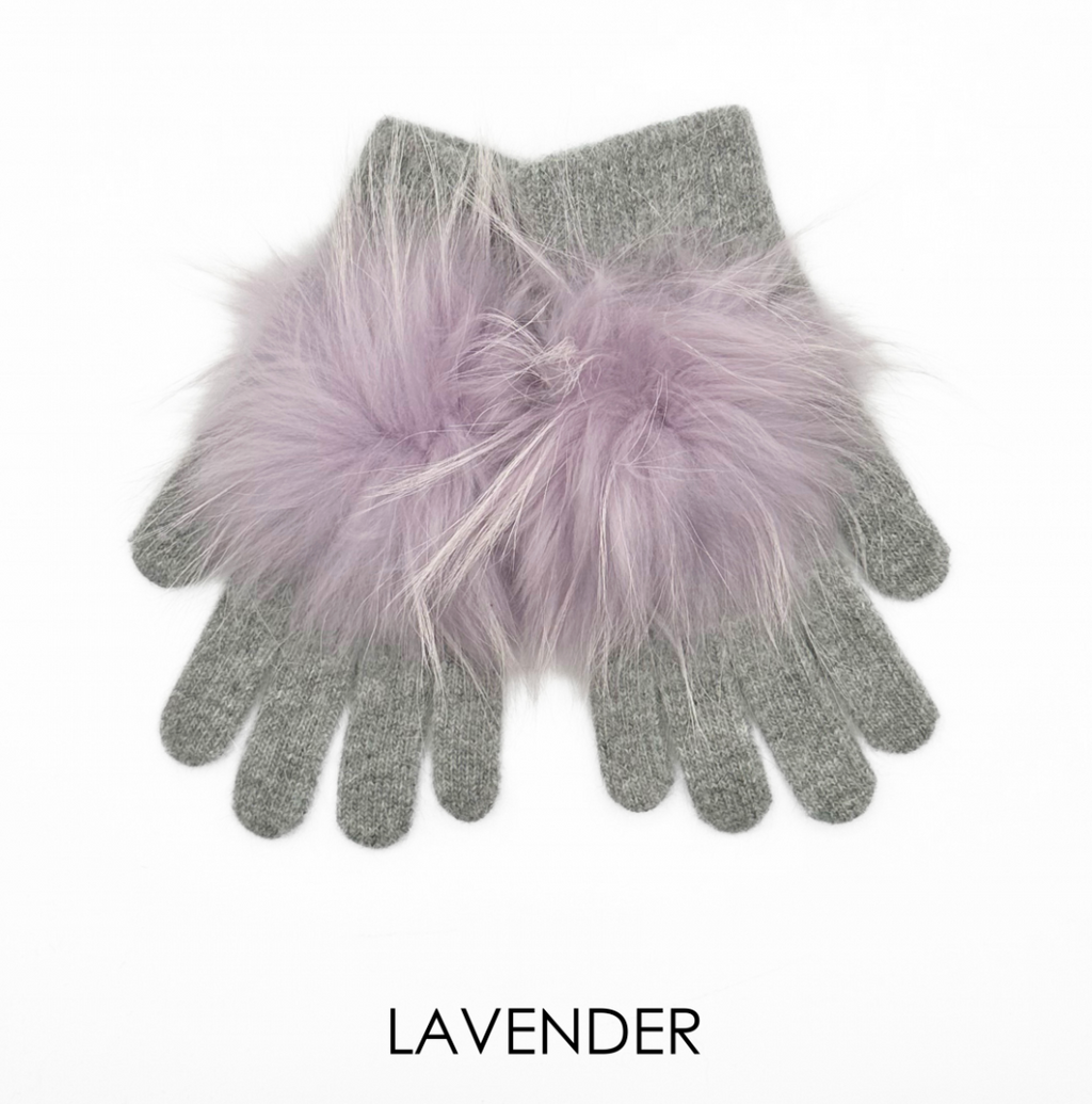 Linda Richards Angora Wool Gloves with Fur Pom
