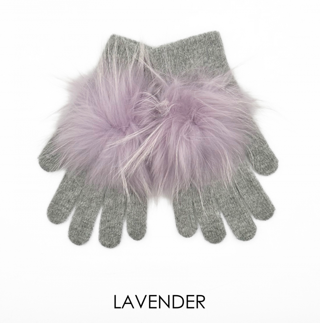 Linda Richards Angora Wool Gloves with Fur Pom