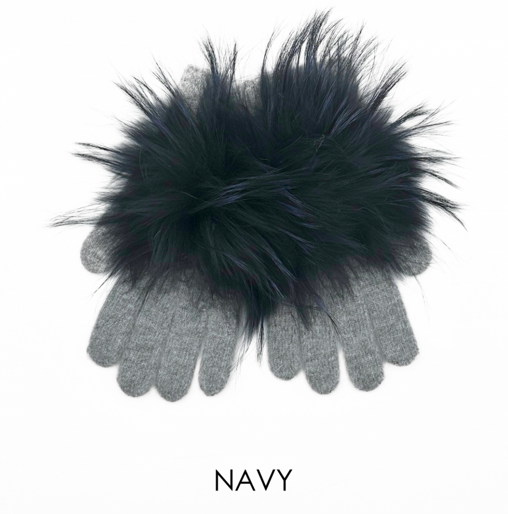 Linda Richards Angora Wool Gloves with Fur Pom