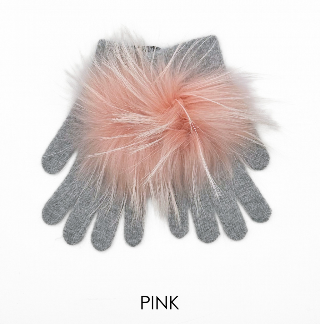 Linda Richards Angora Wool Gloves with Fur Pom