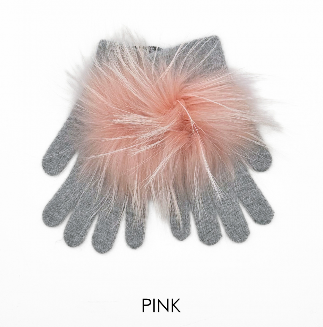 Linda Richards Angora Wool Gloves with Fur Pom