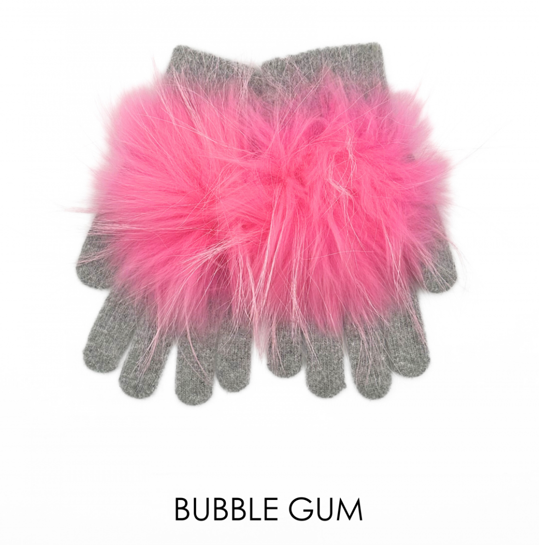 Linda Richards Angora Wool Gloves with Fur Pom