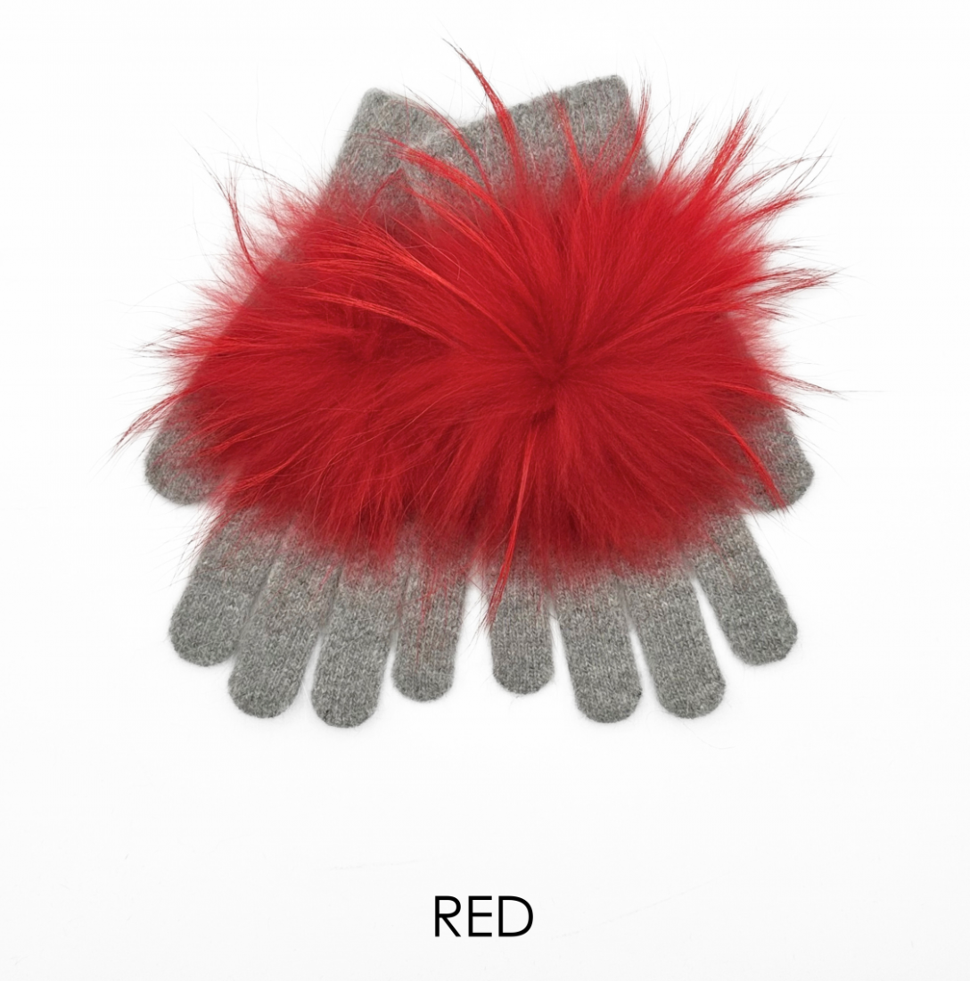 Linda Richards Angora Wool Gloves with Fur Pom