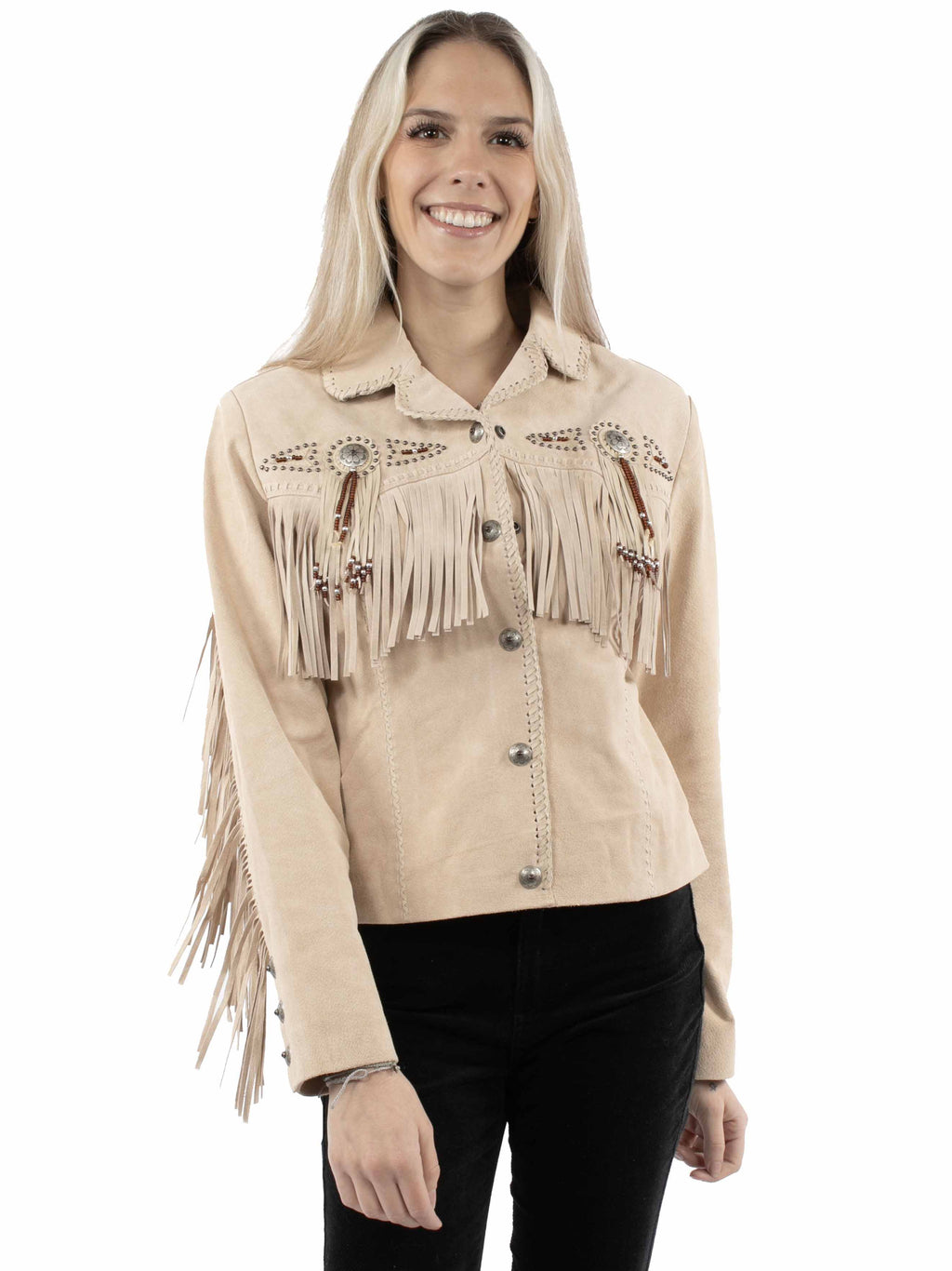 Western Suede Leather with Fringe & Conchos Jacket