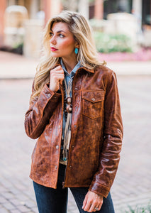 Jacket, Brown Leather in Western Cut - L1104