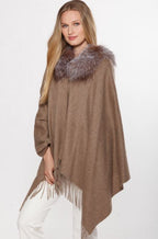 Linda Richards Cashmere Blend Shawl with Fox Fur Trim
