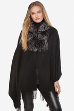 Linda Richards Cashmere Blend Shawl with Fox Fur Trim Style KN813