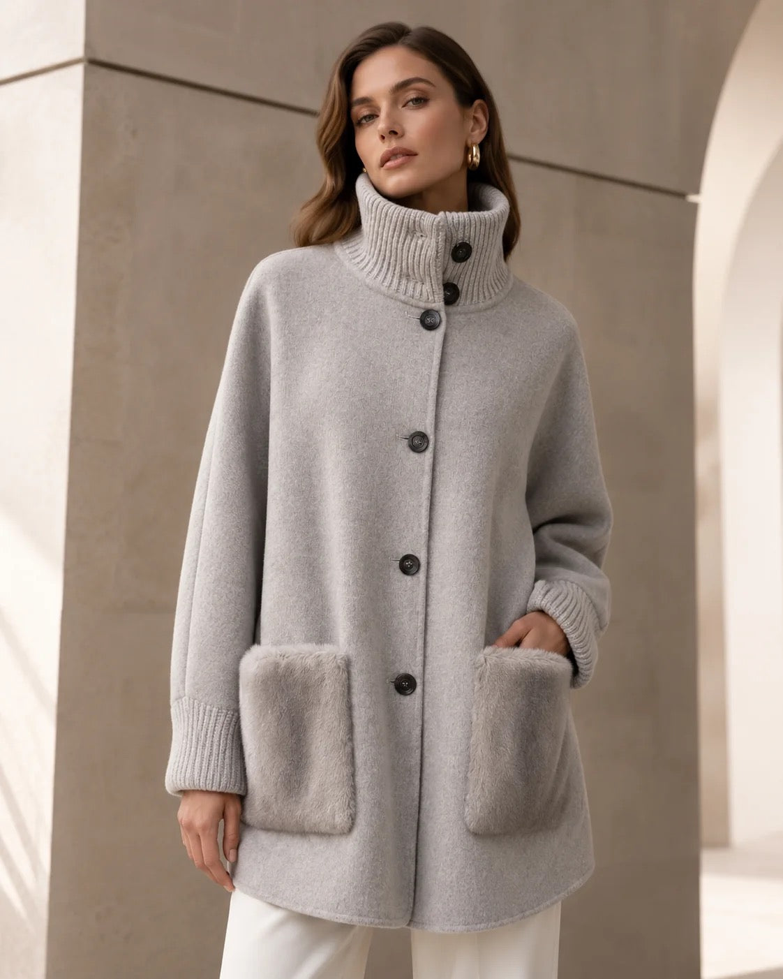 Linda Richards Cashmere Blend Jacket with Mink Fur Trim