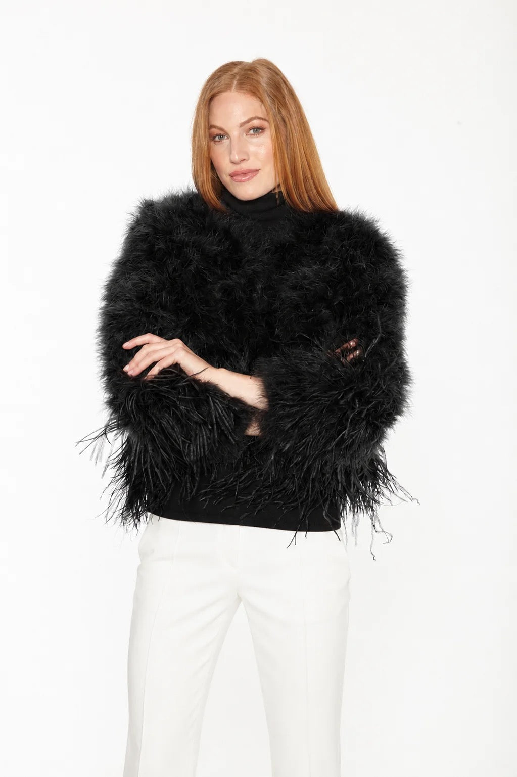 Linda Richards Marabou & Ostrich Feather Bolero Jacket