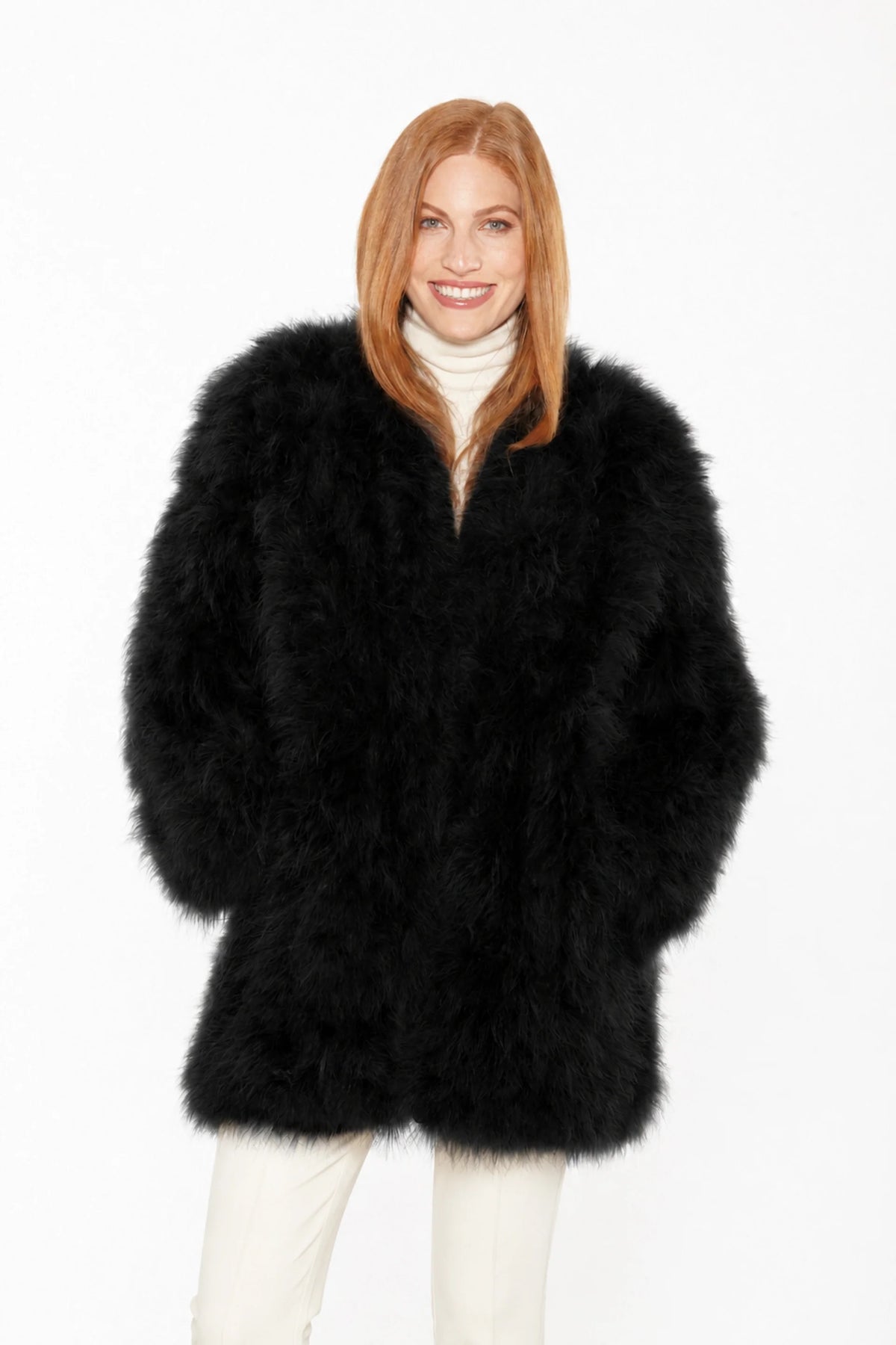 Linda Richards 3/4-Length Feather Jacket