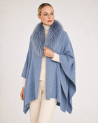 Linda Richards Fox Fur-Trimmed Cashmere Blend Shawl