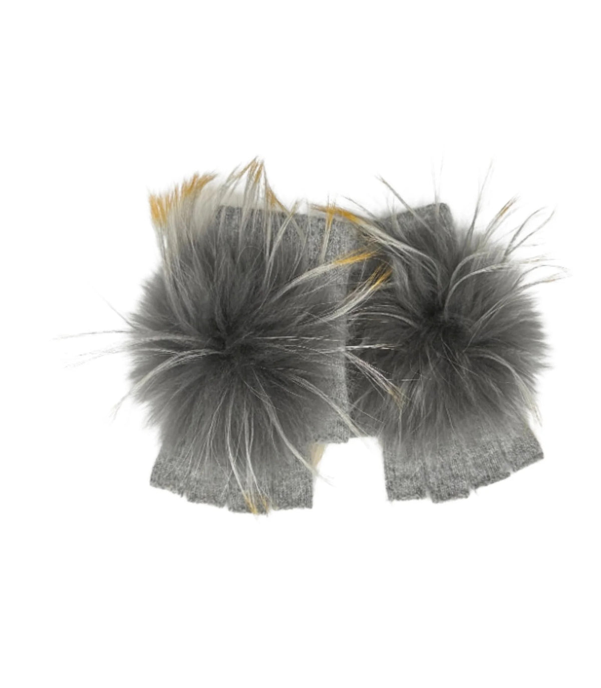Linda Richards Angora Wool Fingerless Gloves with Fur Pom