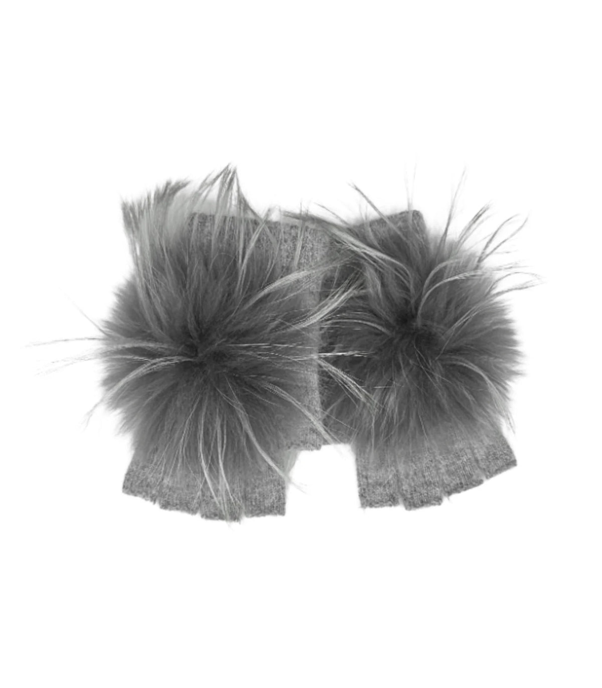 Linda Richards Angora Wool Fingerless Gloves with Fur Pom