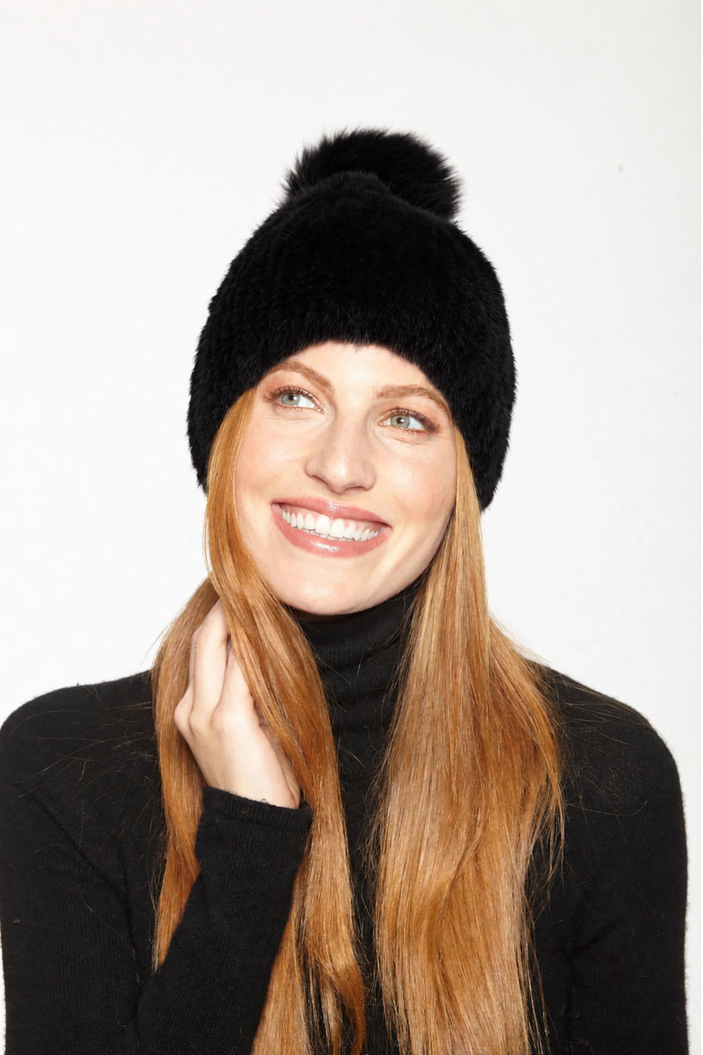 Linda Richards Mink Fur Hat with Fur Pom