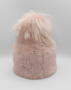 Hat, Mink Fur Hat with Genuine Fur Pom, Multiple Colors - Linda Richards - Style HA76