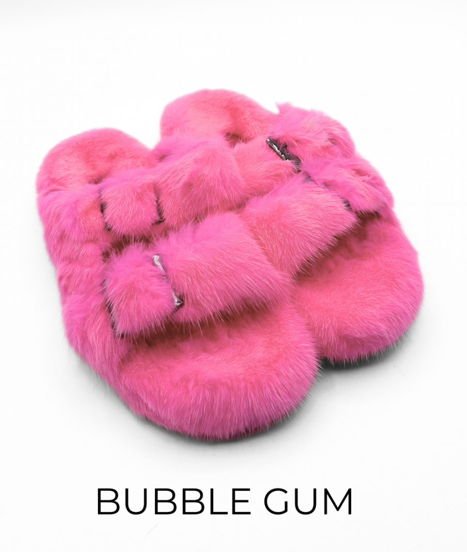 Slides, Open Toe Luxury Mink Shoes - Linda Richards - Style MKS01