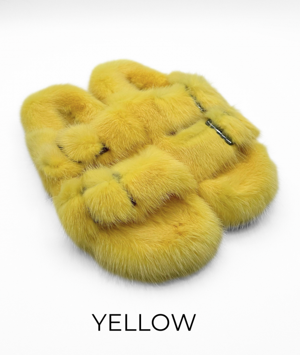 Slides, Open Toe Luxury Mink Shoes - Linda Richards - Style MKS01