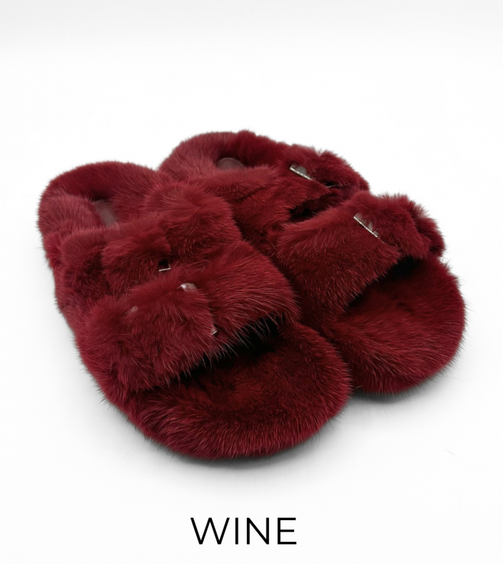 Slides, Open Toe Luxury Mink Shoes - Linda Richards - Style MKS01