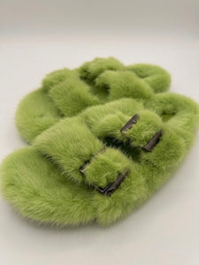 Slides, Open Toe Luxury Mink Shoes - Style MKS01