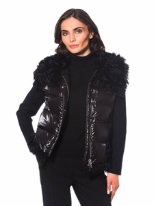 Vest, Puffer Vest with Lamb Trim - Linda Richards - FK332