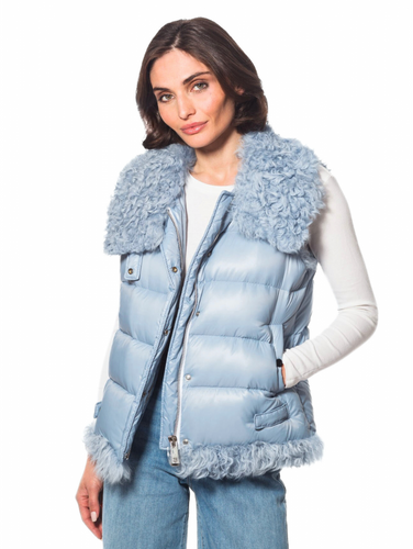 Vest, Puffer Vest with Lamb Trim - Linda Richards - FK332