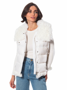 Vest, Puffer Vest with Lamb Trim - Linda Richards - FK332