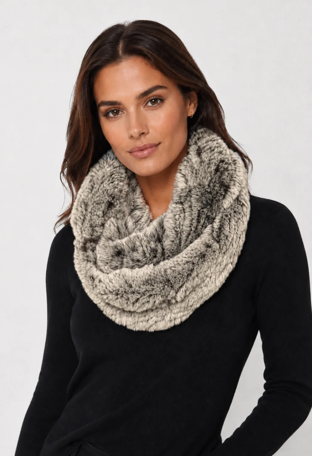Linda Richards Stretchable Rex Rabbit Fur Infinity Scarf