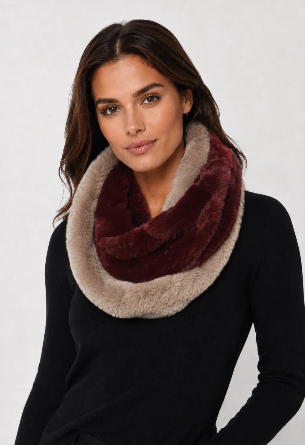 Linda Richards Stretchable Rex Rabbit Fur Infinity Scarf