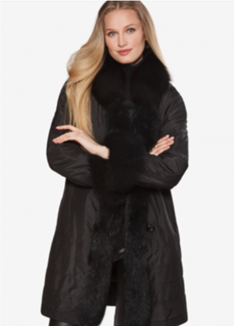 Coat, Reversible 3/4 Length Fox Fur Coat - Linda Richards - Style 9499