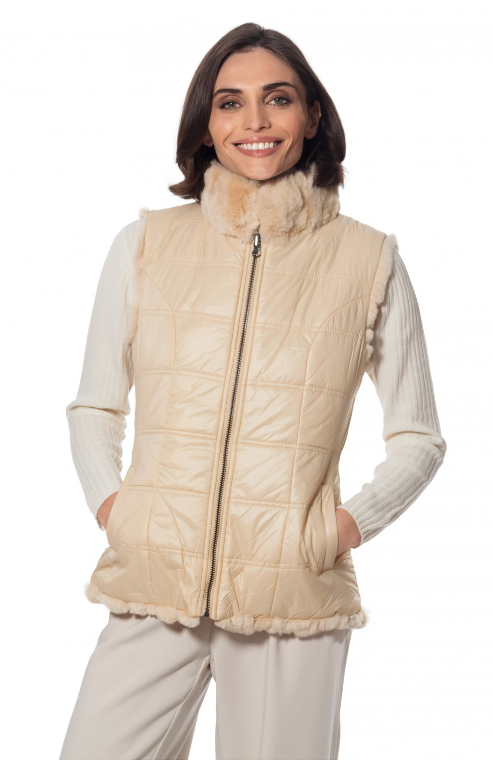 Linda Richards Reversible Rex Rabbit Fur Vest-FK260-1