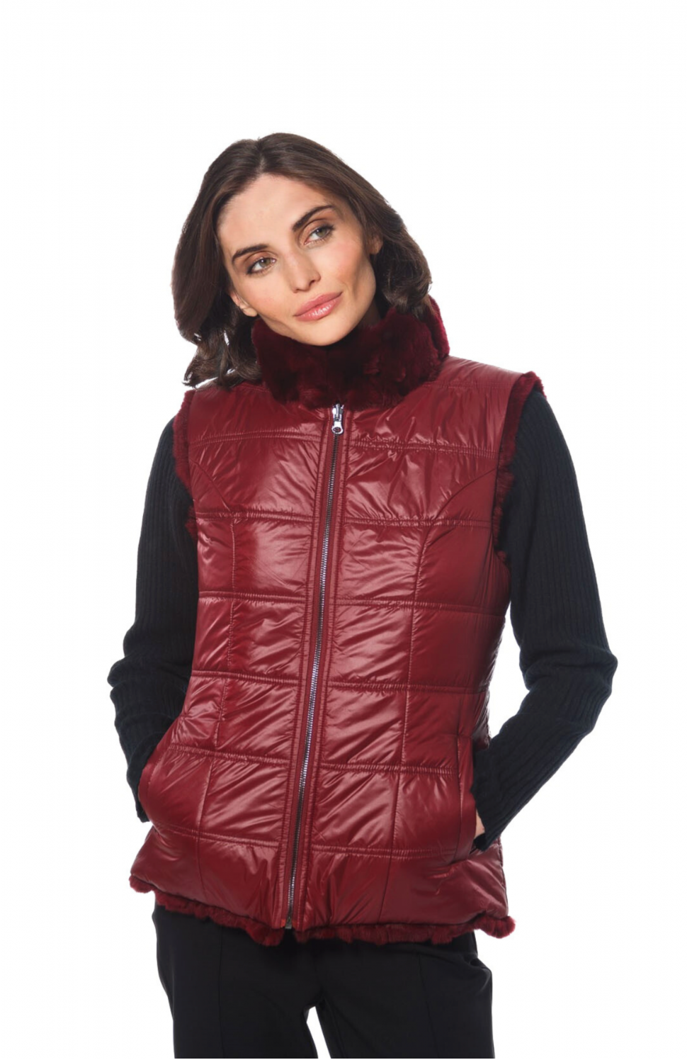 Vest, Reversible Genuine Rex Rabbit Fur - Linda Richards - FK260