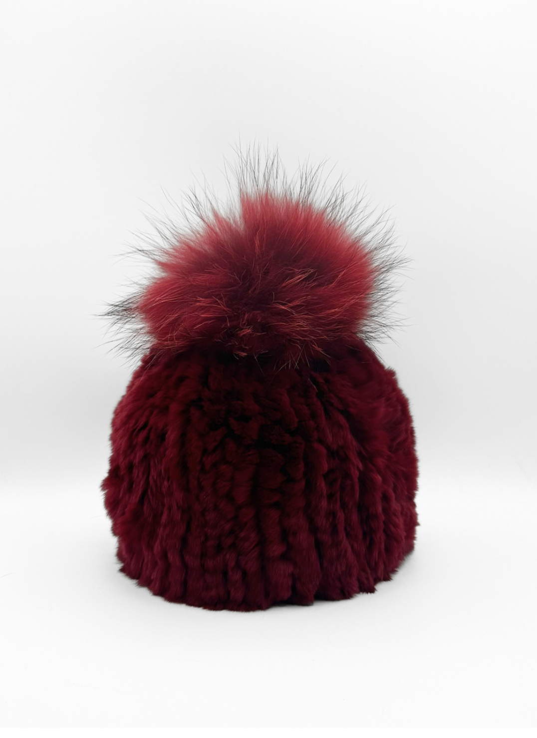 Genuine Rex Rabbit Cap with Fox Fur Pom-Pom – Memphis Grand®