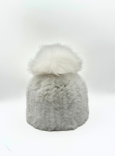 Hat, Genuine Rex Rabbit with Genuine Fox Fur Pom - Linda Richards - Style HA57