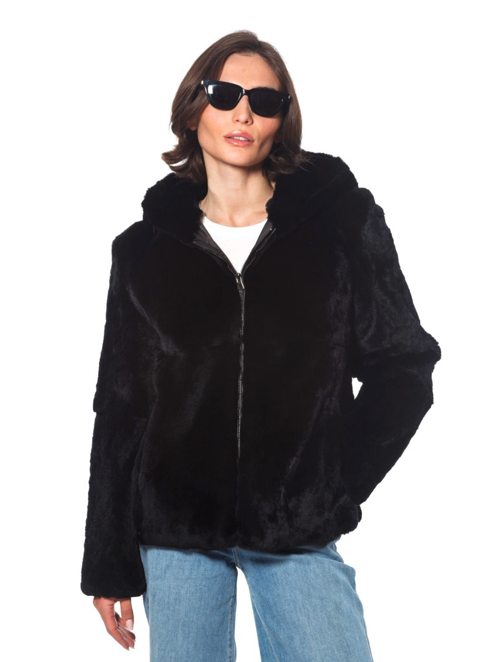 Linda Richards Rex Rabbit Fur Jacket with Hood