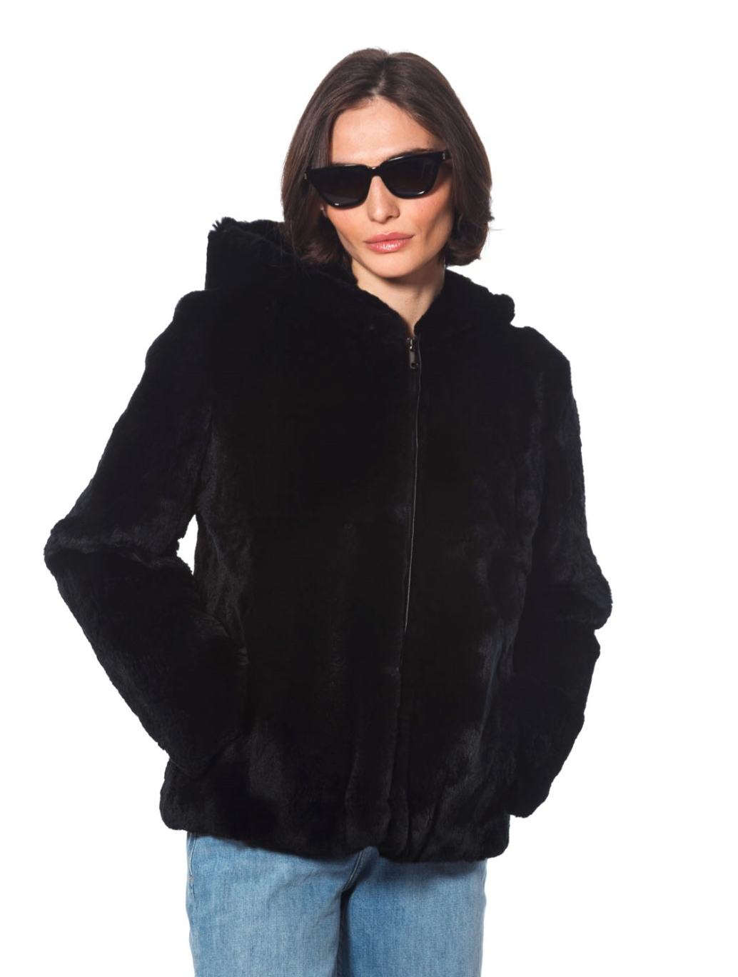 Linda Richards Rex Rabbit Fur Jacket with Hood