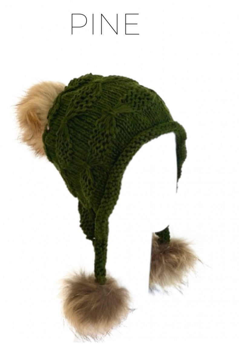 Linda Richards Wool Heidi Hat with Fur Poms HA5