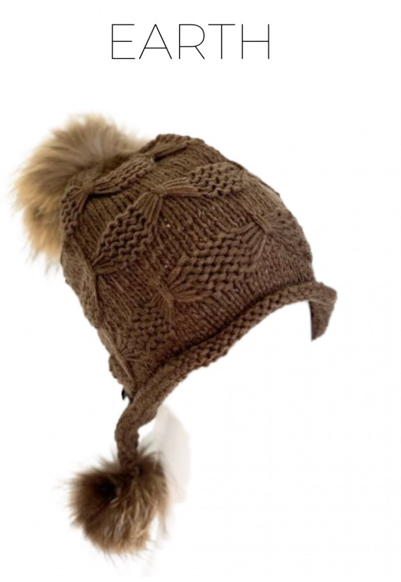 Linda Richards Wool Heidi Hat with Fur Poms HA5