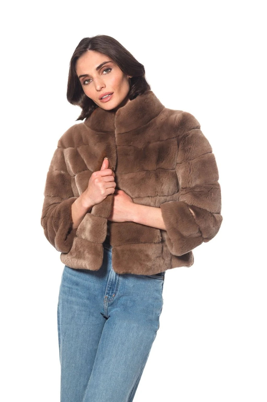 Linda Richards Genuine Rex Rabbit Fur Coat