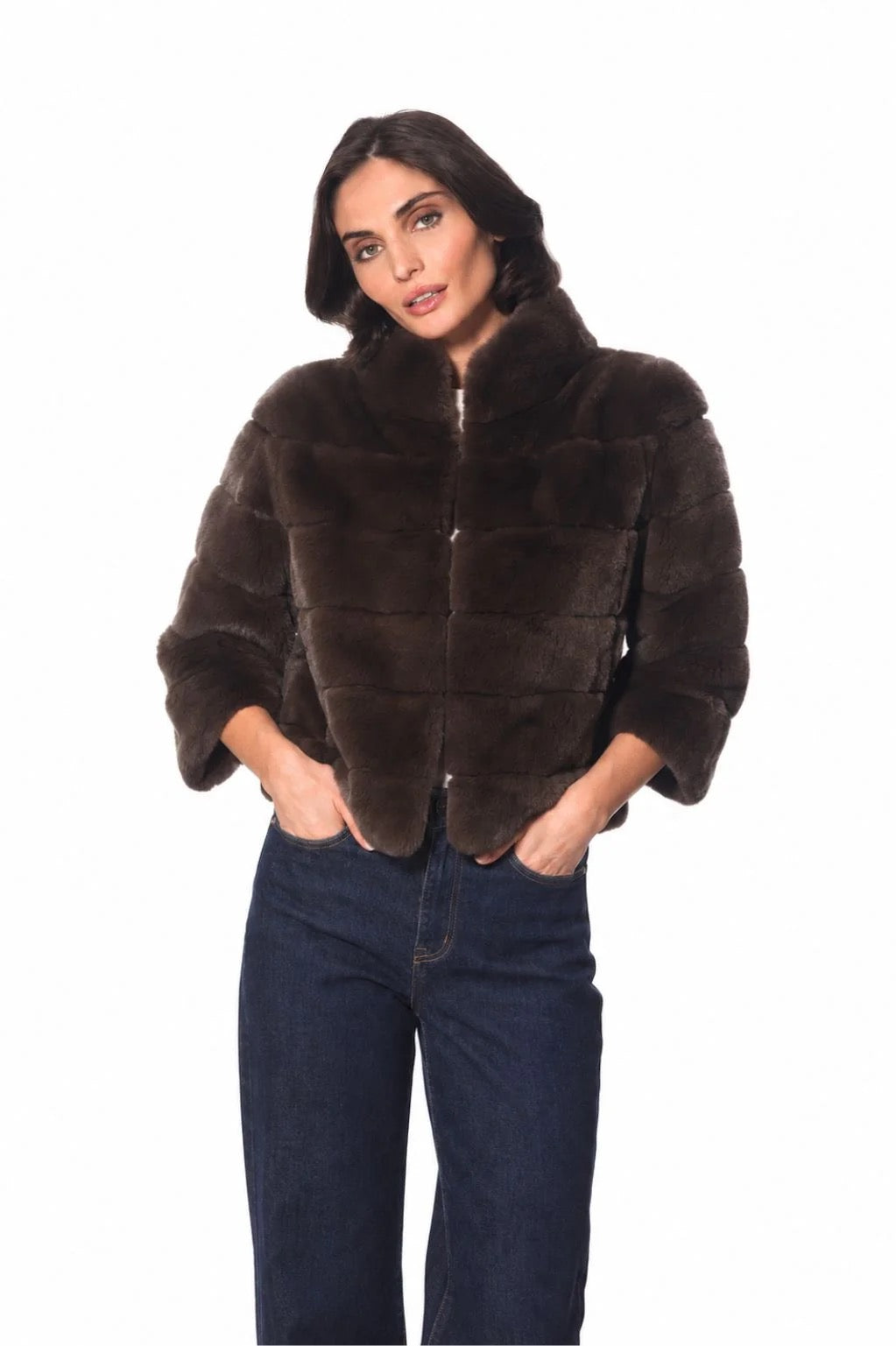 Linda Richards Genuine Rex Rabbit Fur Coat