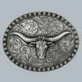 Longhorn with Berry Edge Buckle — Hand-Engraved Sterling Silver